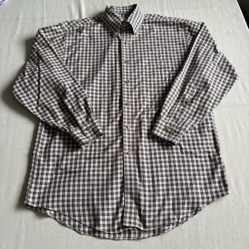 Brooks Brothers Men’s M Black Red Plaid Button Down Shirt